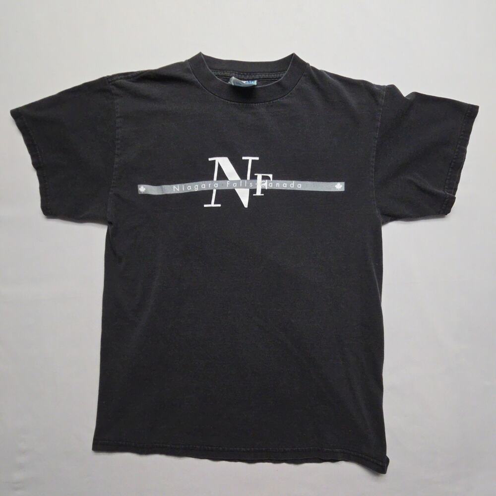 Vintage Niagara Falls Canada Graphic T Shirt Mens Black M Cotton Tee 90s